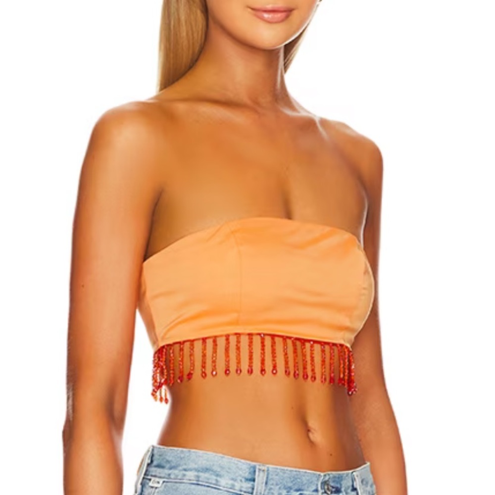 NWT Superdown Revolve Evie Beaded Top Orange Small